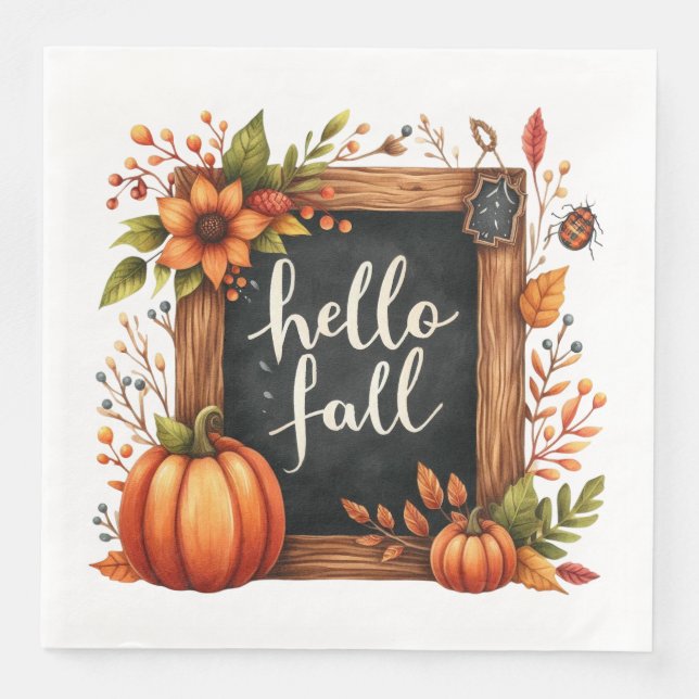 BROWN OCH ORANGE FALLER ÖPPNA TEMADE OBJEKT PAPPERSSERVETT (Framsida)