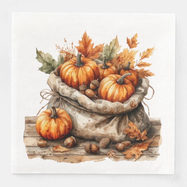 BROWN OCH ORANGE FALLER ÖPPNA TEMADE OBJEKT PAPPERSSERVETT (Framsida)