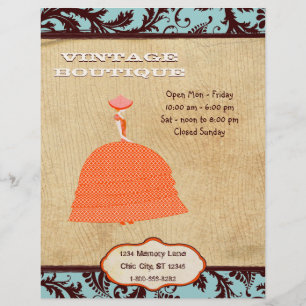 Brown och Orange Vintage Dress Boutique Business Reklamblad