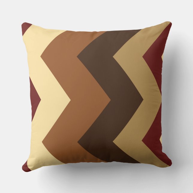Brown och Red Chevron Mönster Kudde (Baksida)