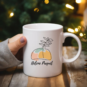 Brown och Rosa Aesthetic Blommigt Mugg