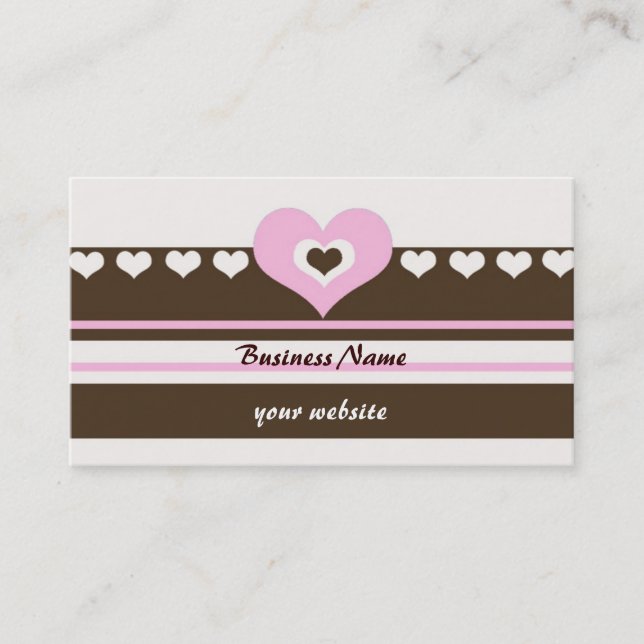 Brown och Rosa Hearts och Rand Visitkort (Framsida)
