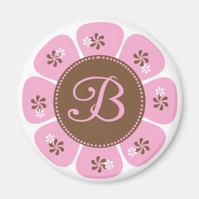 Brown och Rosa Monogram B Magnet (Framsidan)