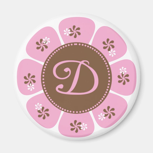 Brown och Rosa Monogram D Magnet (Framsidan)