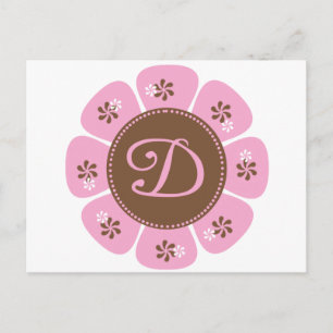 Brown och Rosa Monogram D Vykort
