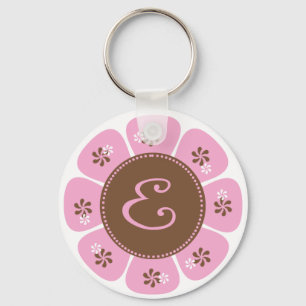 Brown och Rosa Monogram E Nyckelring