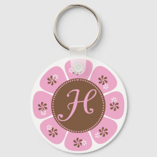 Brown och Rosa Monogram H Nyckelring