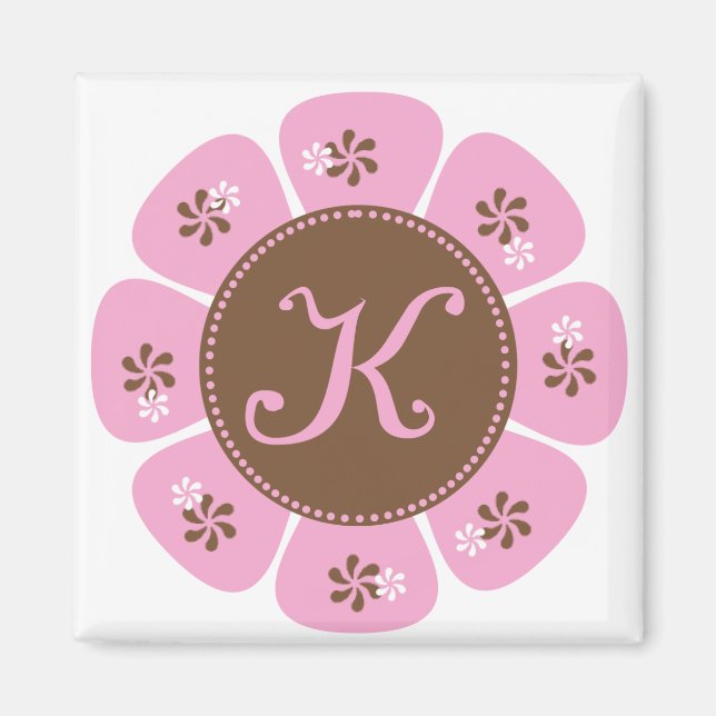 Brown och Rosa Monogram K Magnet (Framsidan)