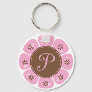 Brown och Rosa Monogram P Nyckelring