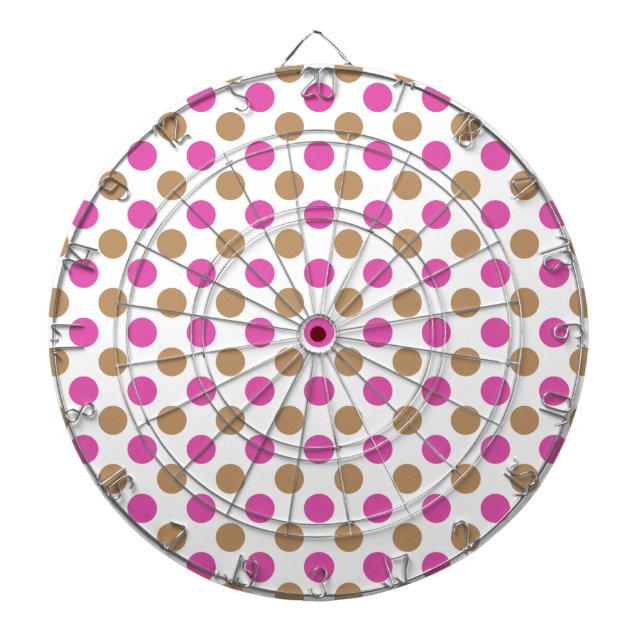 Brown och rosa polka dots mönster piltavla (Framsidan)