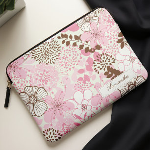 Brown och Rosa Vår Garden Laptop Sleeve