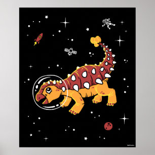 Brown och Tan Ankylosaurus Dinos i rymden Poster