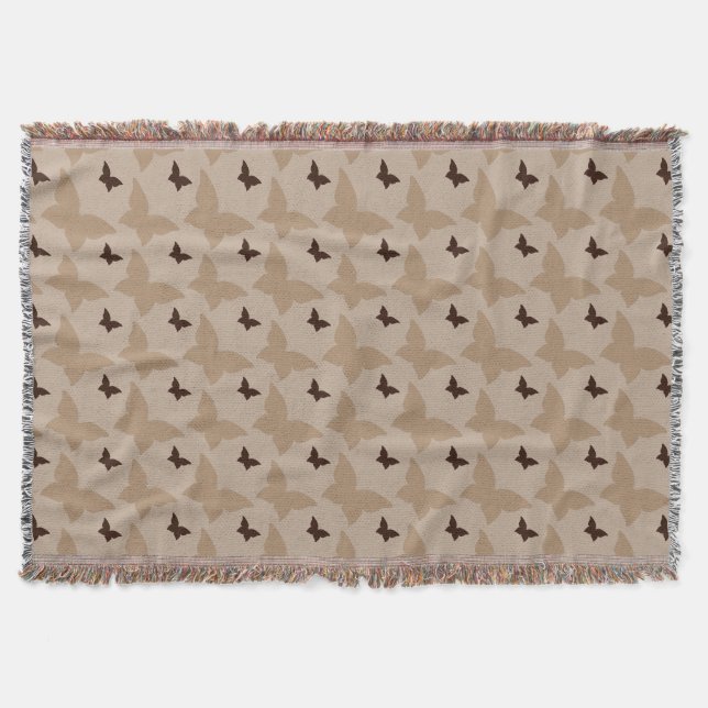 Brown och Tan Butterflies Filt (Framsidan)