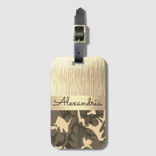 Brown och Tan Camo Shimmery Guld Bagagebricka