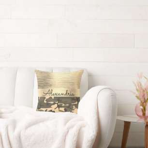 Brown och Tan Camo Shimmery Guld Kudde
