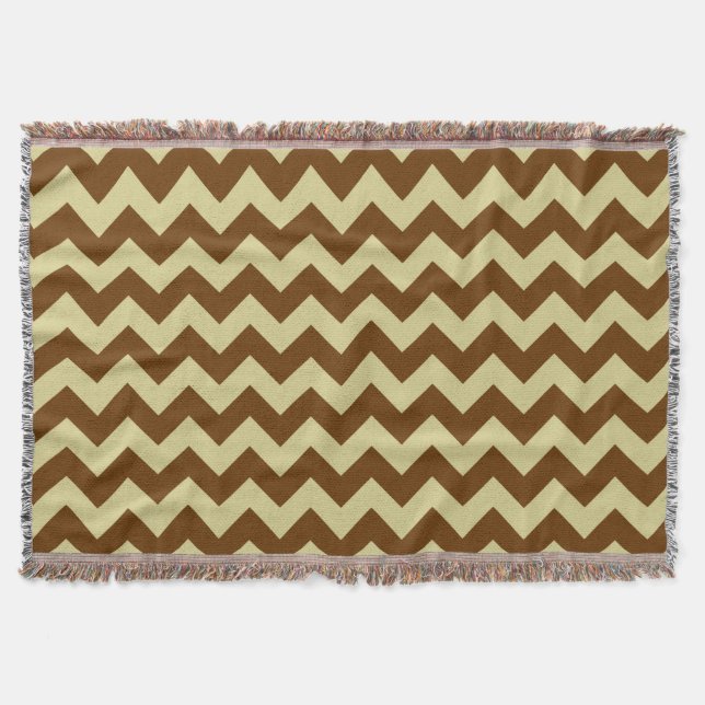 Brown och Tan Chevron zigzag mönster Filt (Framsidan)