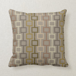 Brown och Tan Retro 1970-talet Geometric Mönster Kudde