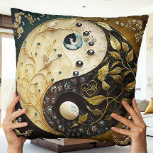 Brown och Tan Yin och Yang Contemporary Modern