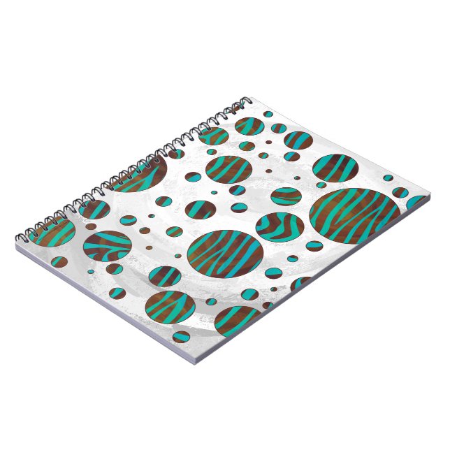 Brown och Teal Polka Dot Zebra Anteckningsbok Med Spiral (Vänstra Sidan)