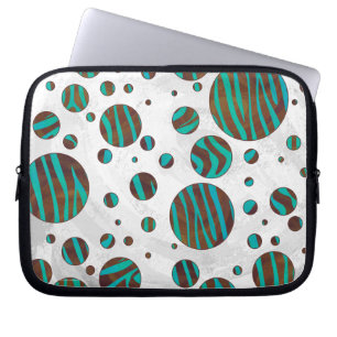Brown och Teal Polka Dot Zebra Laptop Sleeve