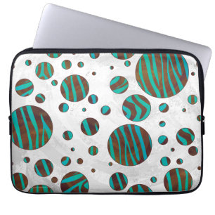 Brown och Teal Polka Dot Zebra Laptop Sleeve