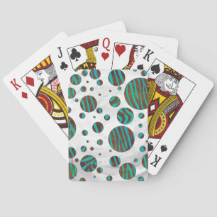 Brown och Teal Polka Dot Zebra Spelkort