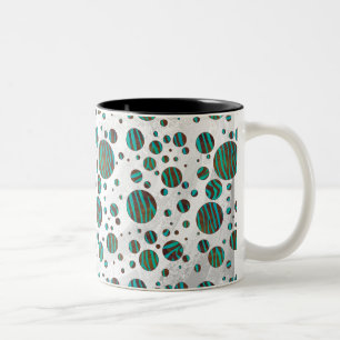 Brown och Teal Polka Dot Zebra Två-Tonad Mugg