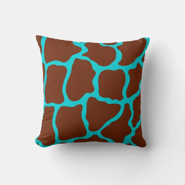 Brown och Turcouise Giraffe Pillow Kudde (Framsida)