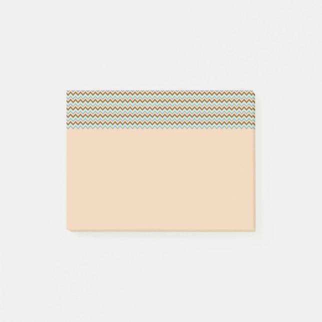Brown och Turcouise Zigzag Chevron Post-it Block (Framsida)
