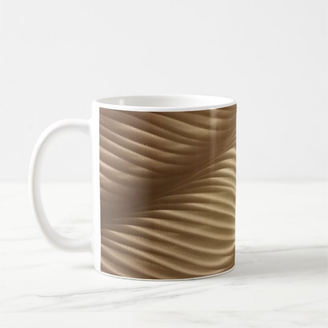 BROWN- OCH VITSTRIPED-TEXTIL KAFFEMUGG (Vänster)