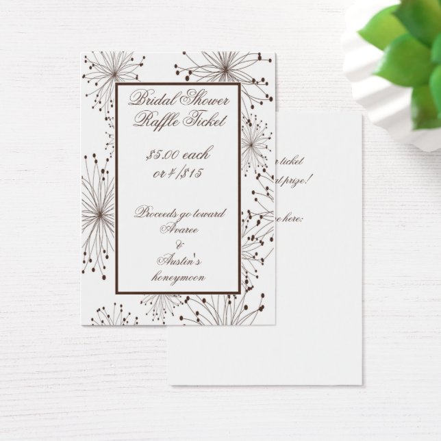 Brown och White Dandelion Fluff Raffle Visitkort (Skivbord)