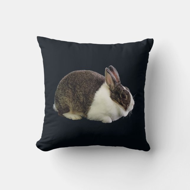 Brown och White Dutch Rabbit Kudde (Framsida)