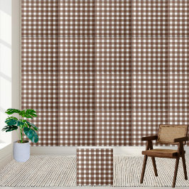 Brown och White Gingham Checkered Play Tile Kakelplatta