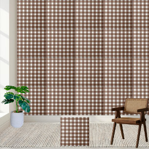 Brown och White Gingham Checkered Play Tile Kakelplatta