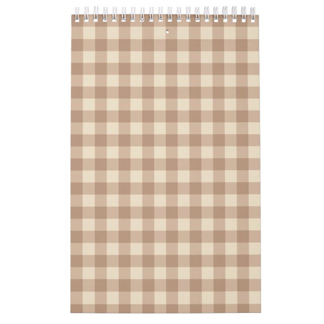 Brown och White Gingham Play Mönster Kalender (Omslag)
