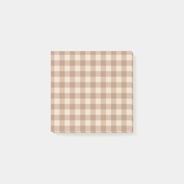 Brown och White Gingham Play Mönster  Post-it Block (Framsida)