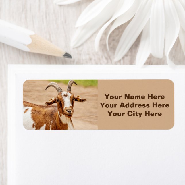 Brown och White Goat Returadress Etikett (Insitu)