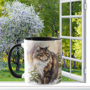 Brown och White Maine Coon Tabby katt Mugg