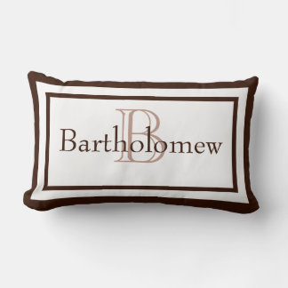 Brown och White Monogram Namn Keepsaké Pillow Lumbarkudde