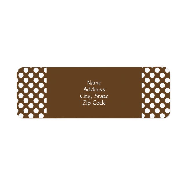 Brown och White Polka Dot Returadress Etikett (Framsidan)