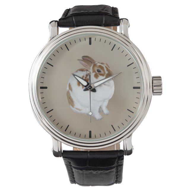 Brown och White Rex Rabbit Armbandsur (Framsida)
