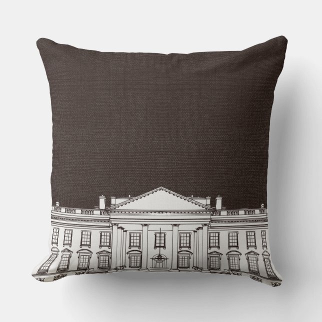 Brown och White Washington DC Whitehouse Kudde (Framsida)