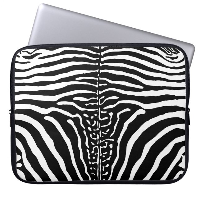 Brown och White Zebra tryck Laptop Fodral (Framsidan)