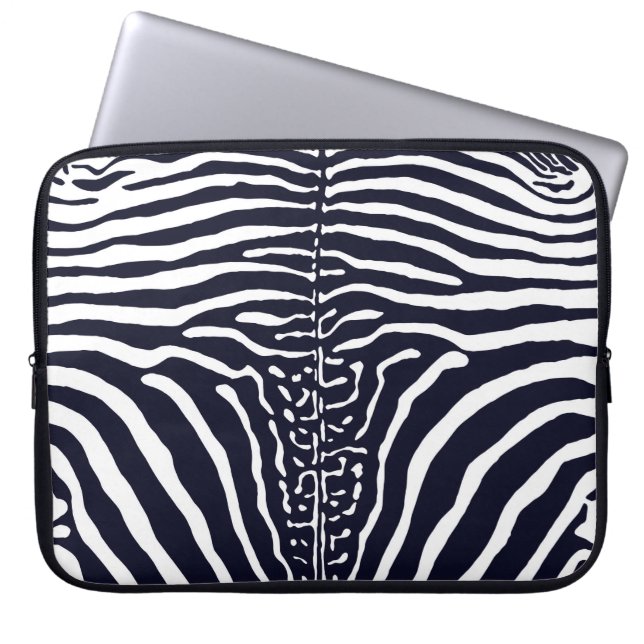 Brown och White Zebra tryck Laptop Fodral (Framsidan)