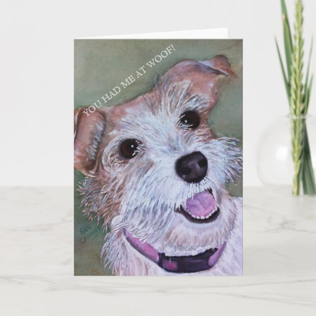 BROWN OCH WHITTERRIER MIX | GREETING CARD KORT (Framsida)