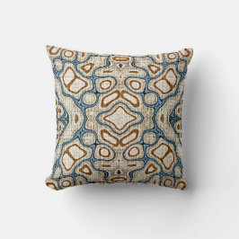 Brown Ochre Teal Blue Hip Tribe Art Kudde