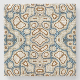 Brown Ochre Teal Blue Hip Tribe Art Underlägg Sten