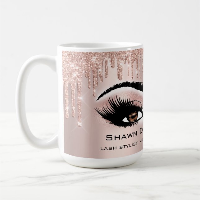 Brown Öga Lash Ro Glitter Drips Makeup Bride Kaffemugg (Vänster)