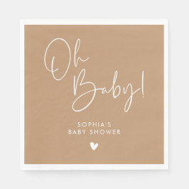Brown Oh Baby Modern Boho Baby Shower Pappersservett