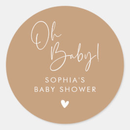 Brown Oh Baby Modern Boho Baby Shower Runt Klistermärke